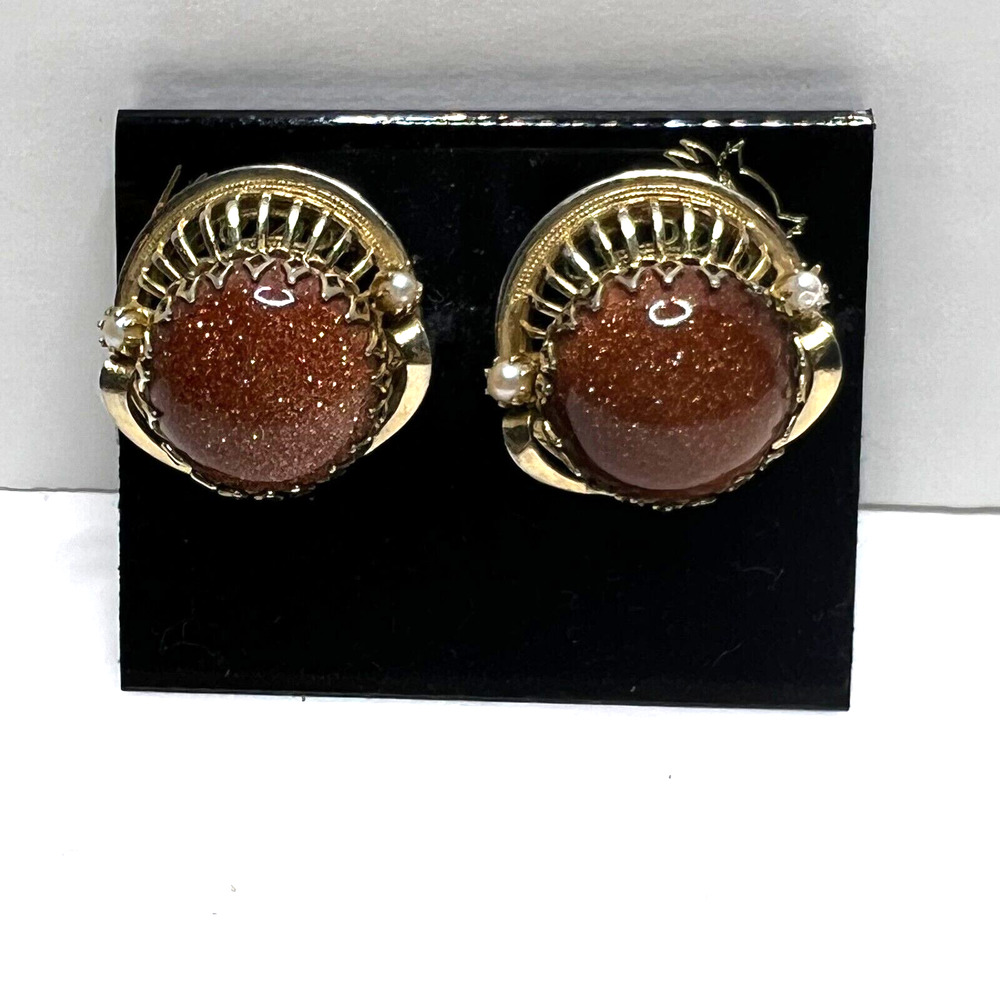Rare Vintage Katrina Goldstone Clip-on Earrings 1980's Glam Good Luck